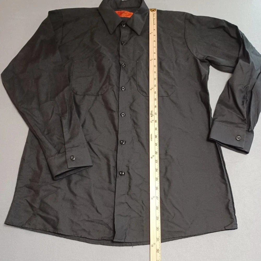 Red Kap Mens Long Sleeve Work Shirt Charcoal Gray Industrial Uniform SP14BK L RG